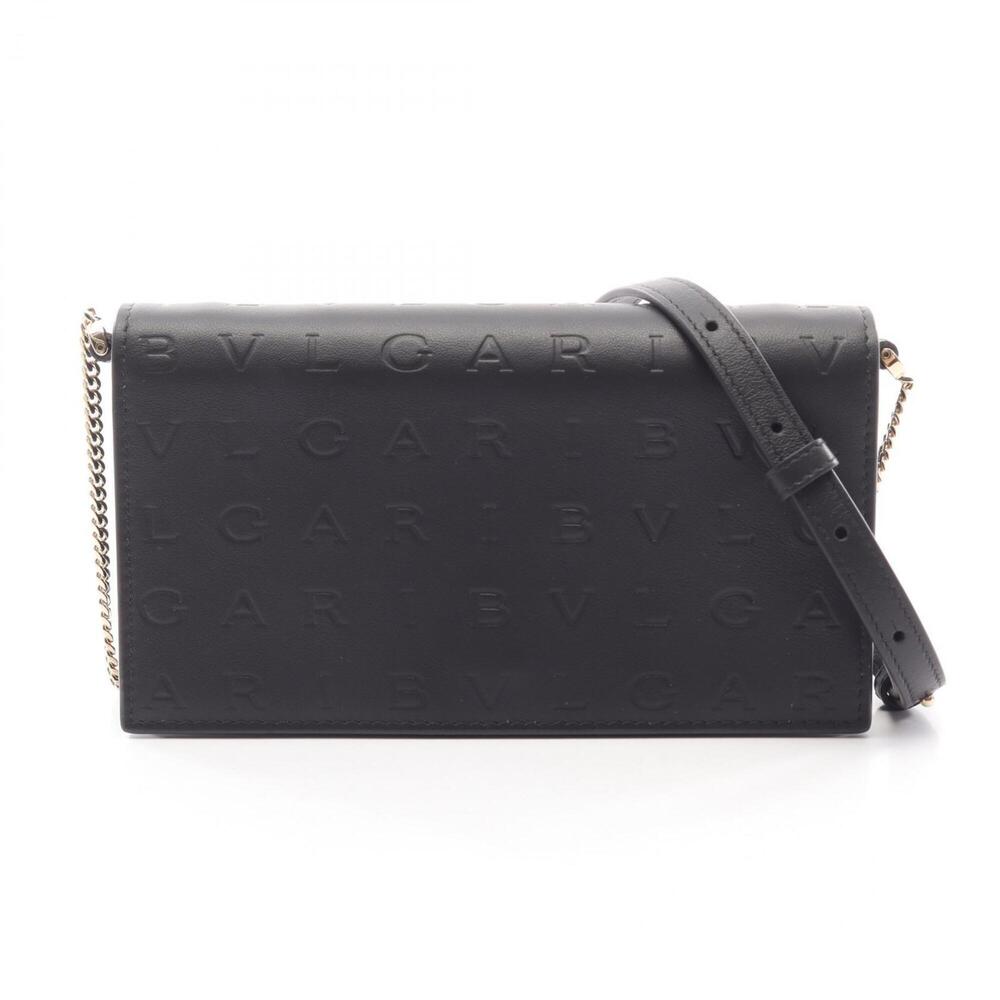 Bulgari BVLGARI Infinitetum Shoulder Bag Handbag Leather Women's Black